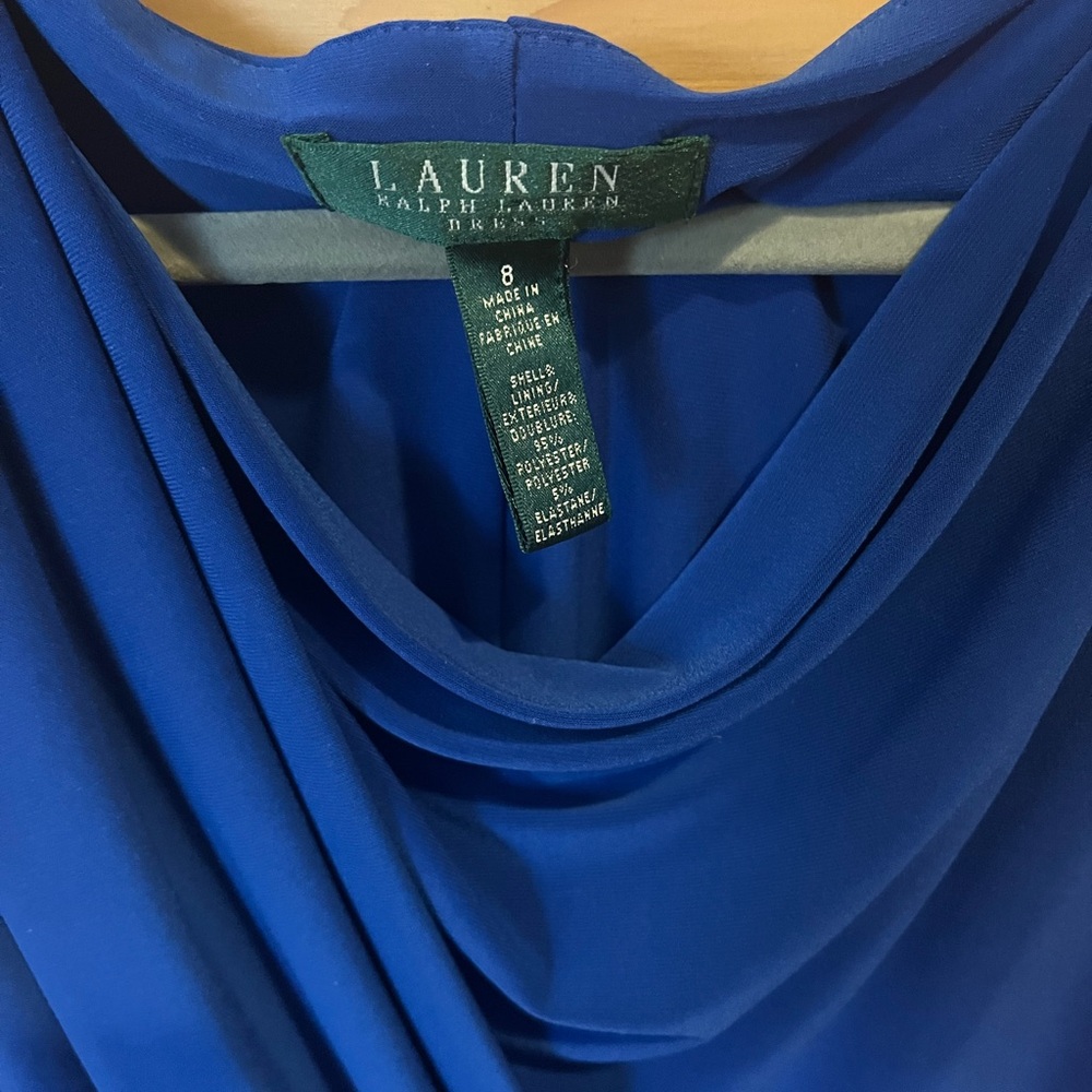 Ralph Lauren cowl neck stretch dress in royal blue - Picture 2 of 6